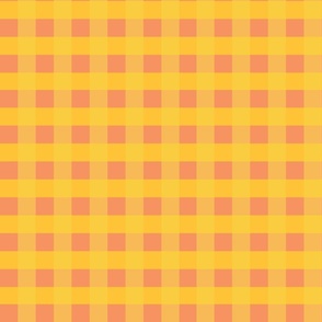 1 Inch Classic Gingham Gridlock - Checker board in shades of Orange and Yellow