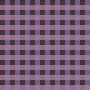 1 Inch Classic Gingham Gridlock - Checker board in Midnight lilac and violet 