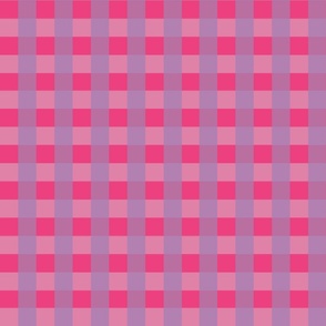 1 Inch Classic Gingham Gridlock - Checker board in Hot Pink and Lilac