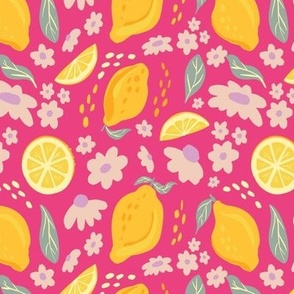 Lemon Zest Bloom - Lemonade - Fresh Lemons in Magenta pink