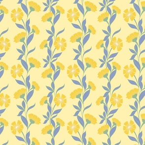 (M) Floral Fiesta - Trailing floral in vibrant yellow, blue and  green 