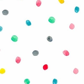 Watercolor colorful dots on white