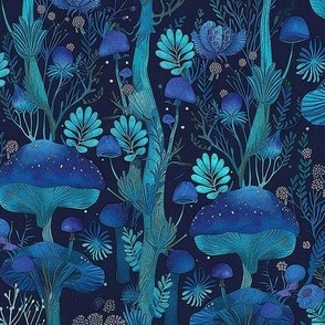 XS dark blue mushrooms T297