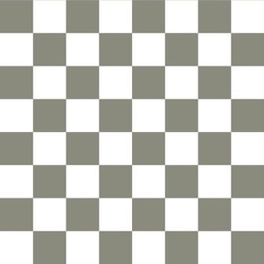 Khaki Checker {Army Green and White} Retro Checkerboard