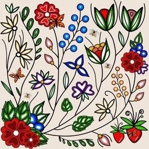Colorful Eastern Woodlands Floral Design - Roses and Berries - Meduim