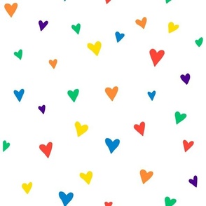 (L) Rainbow colored Hearts on White