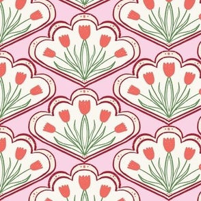 (S) Blooming Tulip in Pink Poppy, Red and Bone