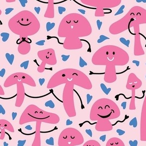 Pink Valentine Mushrooms - hearts ©designsbyroochita
