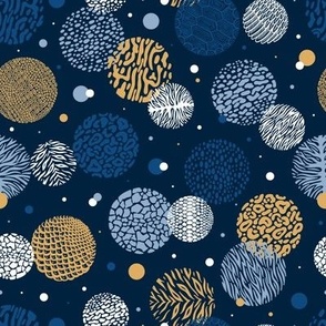 Animal Skin Print Circles Blue Pattern