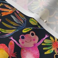Hoppily ever after black _ watercolor frogs and floral