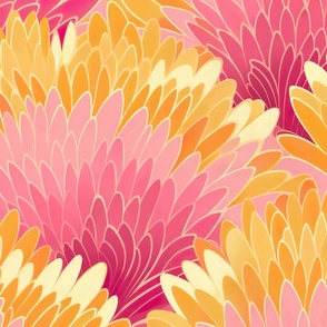 Jumbo Sunset Bloom Abstract Floral Fabric