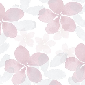 Watercolor Flowers in dusky pinks and grays - Large scale
