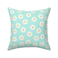 Daisies on aqua mint background color 41