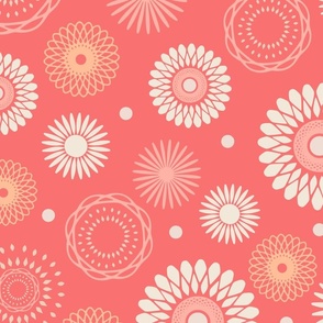 Floral Motifs On a Pink Watermelon Background