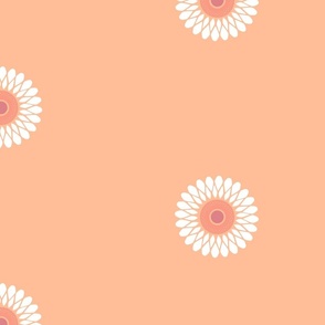 White Florets With Pink Centers On a Peach Fuzz Backgrounds