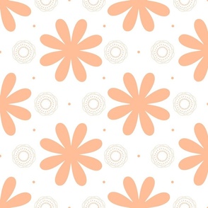 Whimsical Daisies On An Off-White Background,