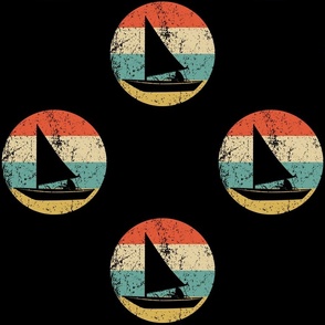 Retro Sailing Sail Boat Icon Repeating Pattern Black