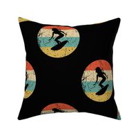 Retro Surfer Surfing Icon Repeating Pattern Black