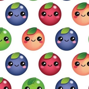 Kawaii Blueberry Cranberry Peach Pea Polka Dots