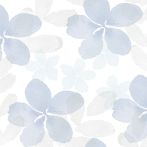Watercolor Flowers in dusky blues and grays - Large scale