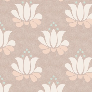  serene lotus floral in ivory cream on dusty rose | large