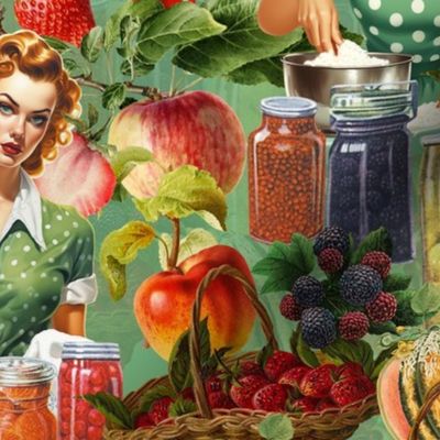 Retro Harvest Pin-Ups: Kitchen Glamour with Fruity Flair - green
