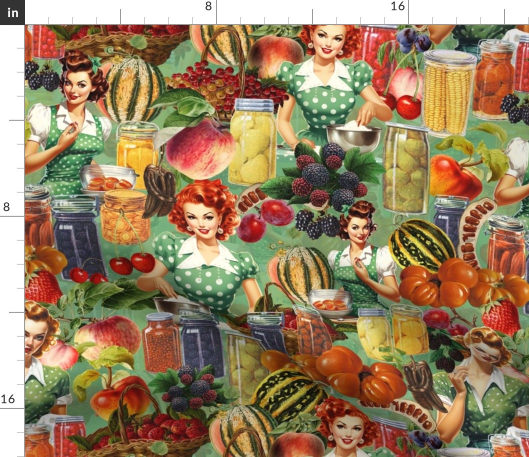 Retro Harvest Pin-Ups: Kitchen Glamour with Fruity Flair - green