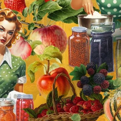 Retro Harvest Pin-Ups: Kitchen Glamour with Fruity Flair - yellow