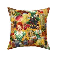 Retro Chefcore, Cartoon Foods Harvest Pin-Ups: Kitchen Glamour with Fruity Flair - yellow