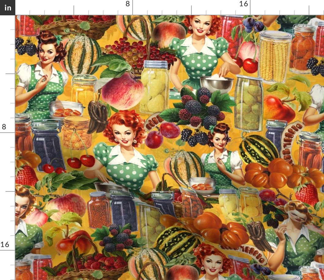 Retro Harvest Pin-Ups: Kitchen Glamour with Fruity Flair - yellow