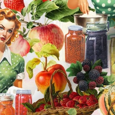 Retro Harvest Pin-Ups: Kitchen Glamour with Fruity Flair - off white