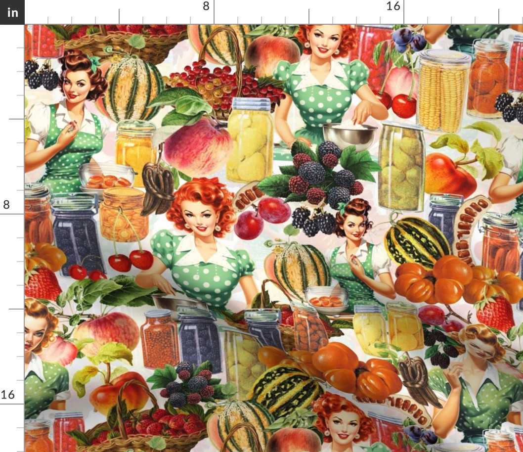 Retro Harvest Pin-Ups: Kitchen Glamour with Fruity Flair - off white
