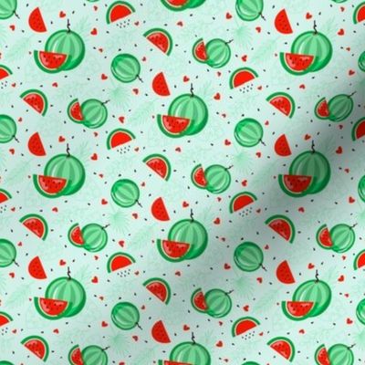 Juicy watermelons on a soft green background - small scale