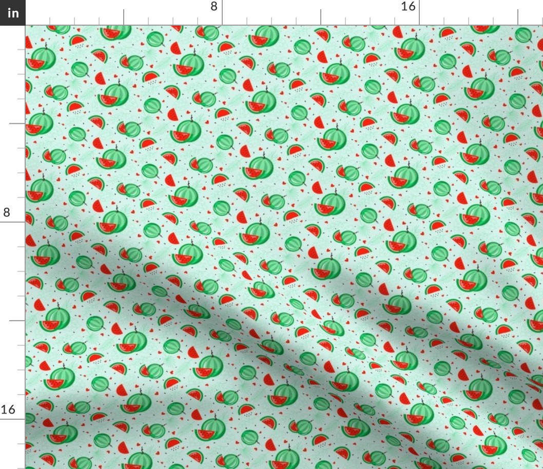 Juicy watermelons on a soft green background - small scale
