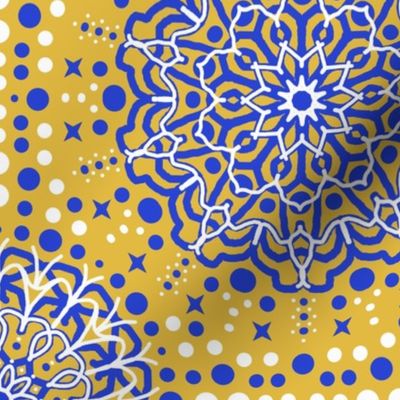 Gold Royal Blue Geometric Abstract 