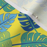 Monstera Tropical Palm Print in Yellow  Small Scale