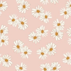Sketched Daisies in White and Pink