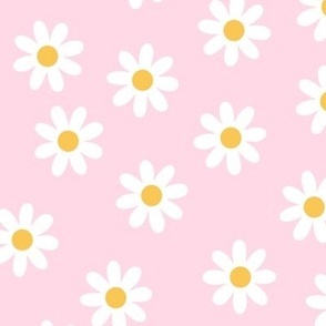 White Daisies on Pastel Pink color 42