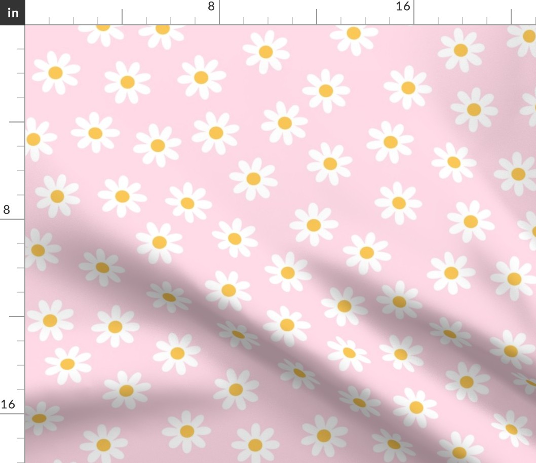 White Daisies on Pastel Pink color 42