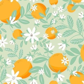 Citrus Oranges on Vine (Pastel) (Large Scale) (10.5"/12")