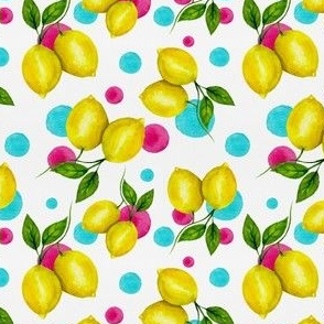 Lemony Lemons and Dots-White