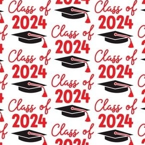 Graduation Caps Class of 2024 in Red and Black