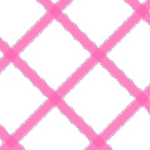 Retro Storybook Diagonal Ruffled Ribbon Plaid in Pink