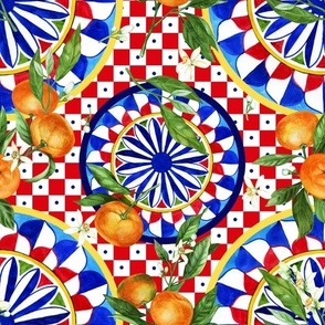 Sicilian Carretto Print and Tangerines
