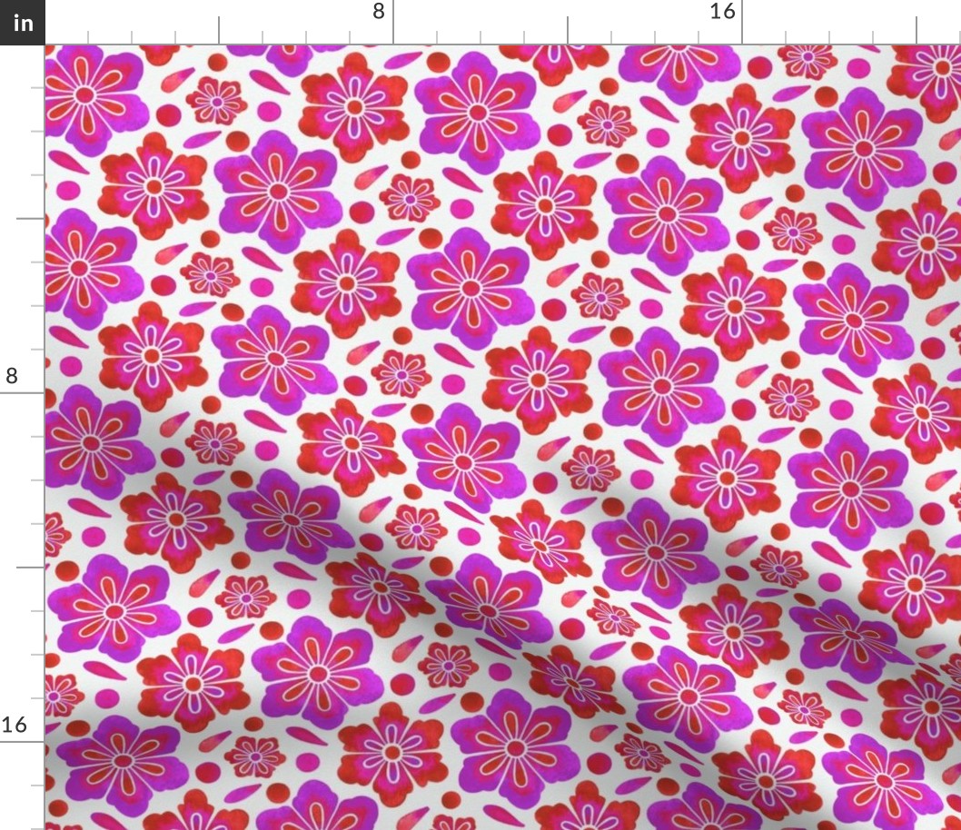 Rosette Watercolor - Violet Red - Large Motifs