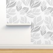 Warm Minimalism Abstract Florals in Grays with Textured Background