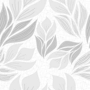 Warm Minimalism Abstract Florals in Grays with Textured Background