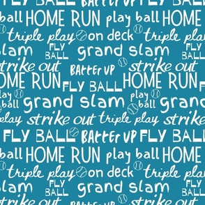 Baseball Words on Blue  