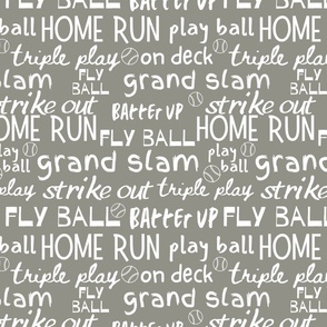Baseball Words on Gray