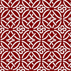 Traditional Red and White Tribal Seamless Pattern for Cultural Textiles